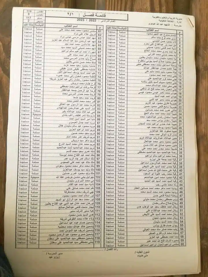 فصل طلاب مدرسة الخانكة