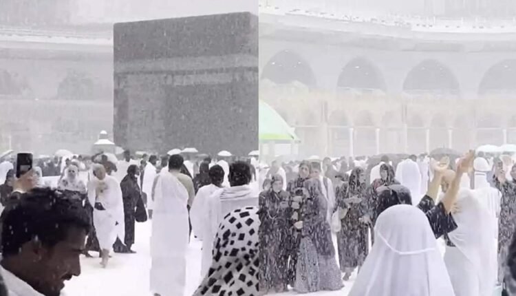 فيديو نزول الثلج على الكعبة